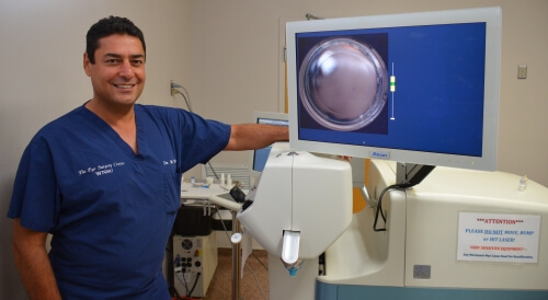 Cataract surgeon with laser equipment